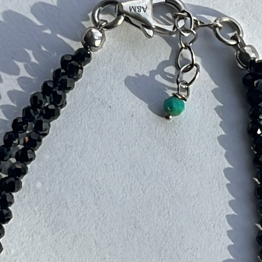 Turquoise and Black Spinel 3-Strand Bracelet - Picture 7 of 7